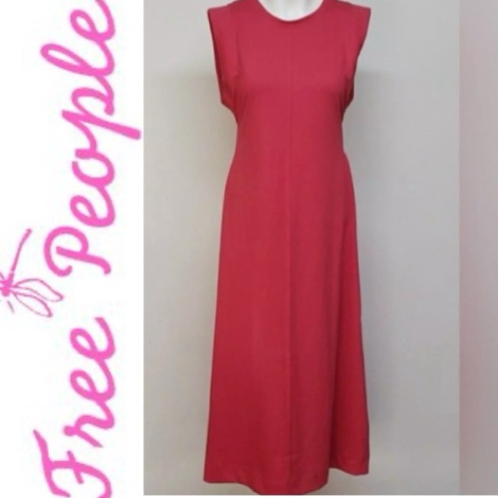 Free People Beach Cap Sleeve Red Maxi Dress Size Large NWT